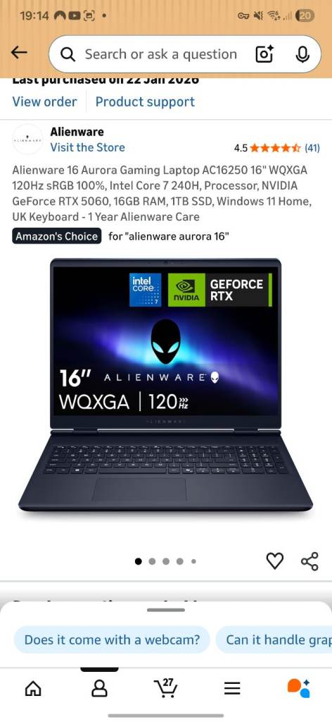 Alienware Aurora 16 Gaming Laptop working 