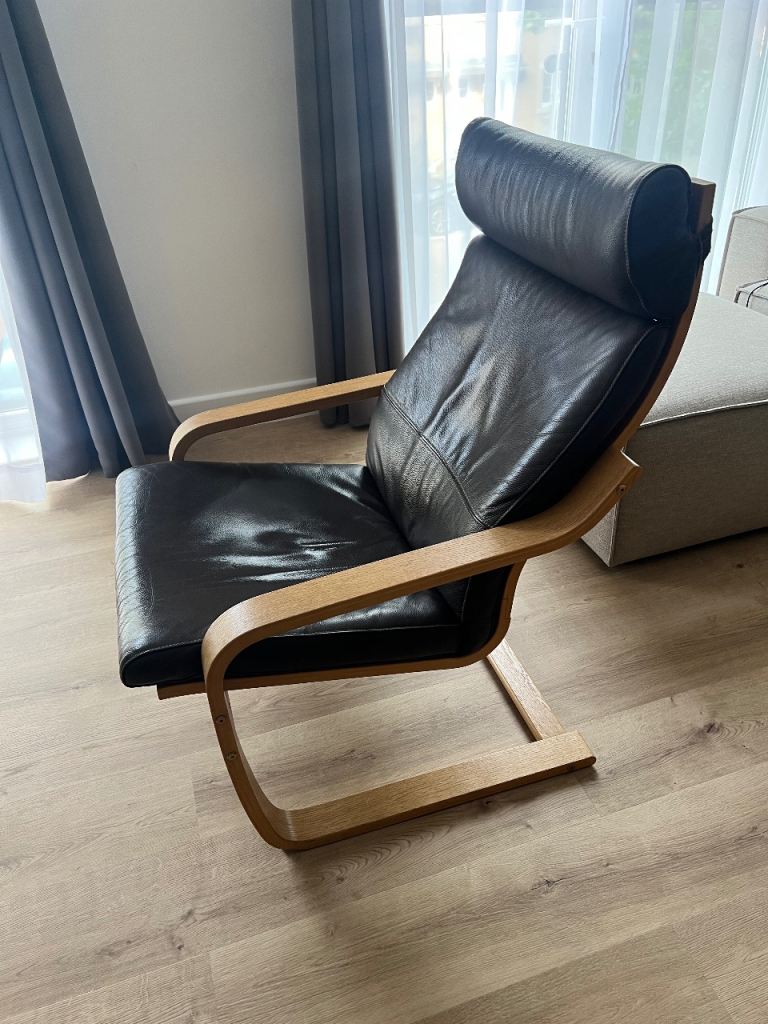 Ikea POÄNG Armchair, oak veneer/Glose dark brown
