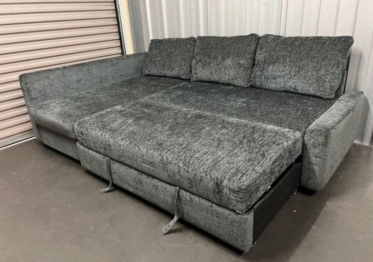 IKEA FRIHETEN Crushed velvet L sofa bed with storage, FREE DELIVERY 
