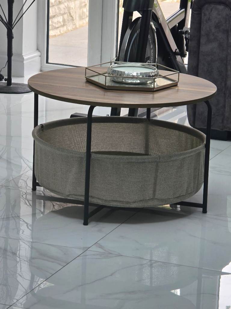 Round Coffee Table with Fabric Storage Basket | in Wigston ...