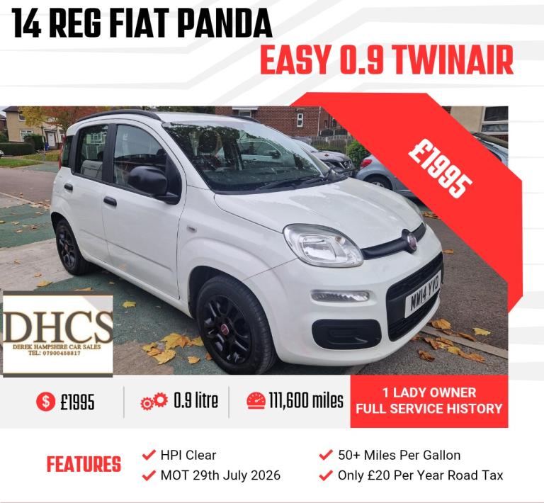 2014 Fiat Panda 0.9 TwinAir [85] Easy 5dr HATCHBACK Petrol Manual