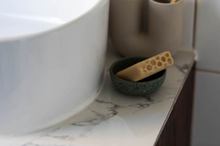 Original Mid-Century sideboard /cabinet / with counter-top bathroom basin / sink 