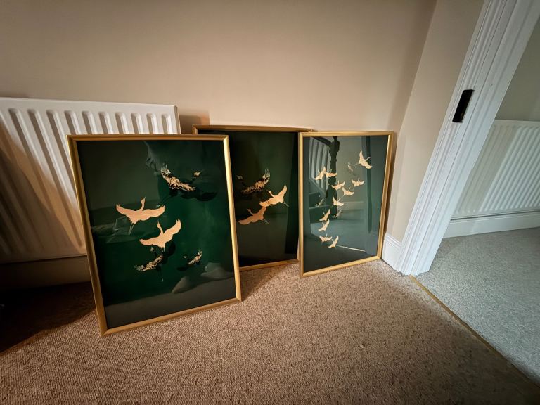 Green wall art prints with frames