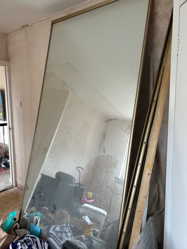 Sliding mirrored wardrobe doors approx 240x120cm