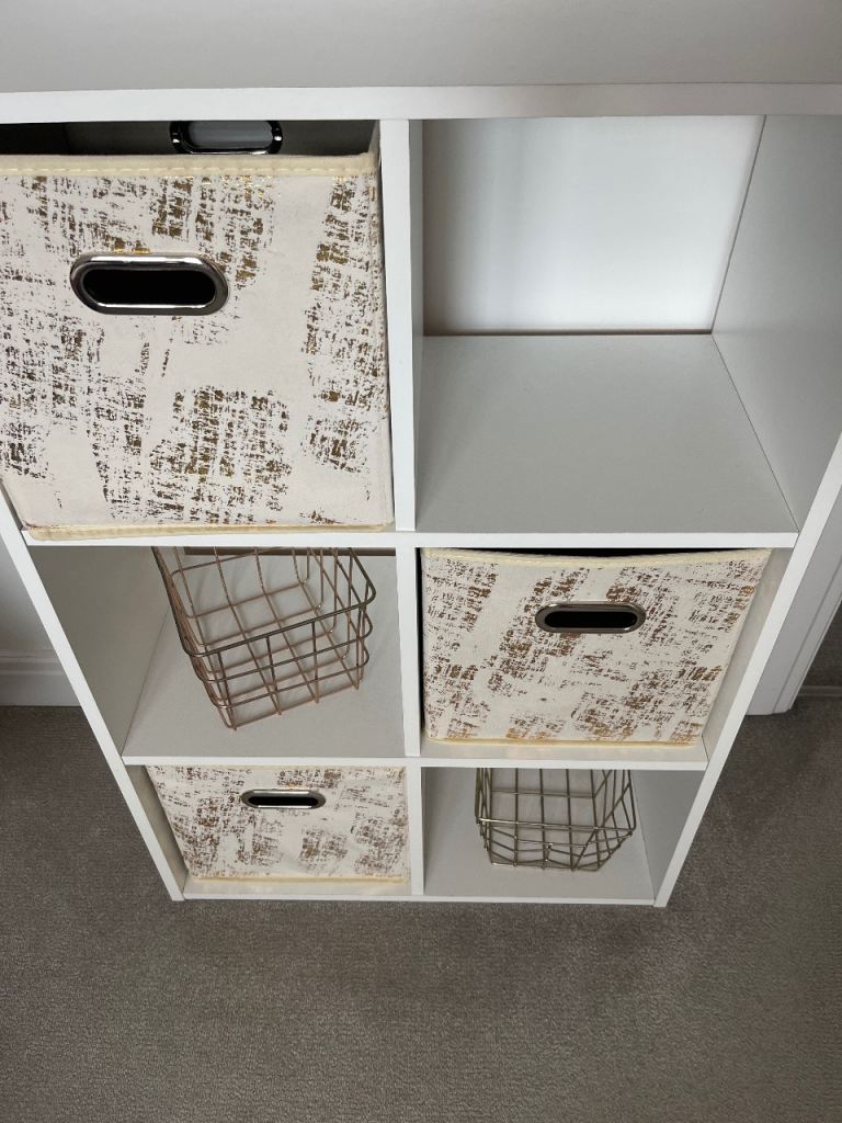 IKEA White Pax storage with gold inserts 