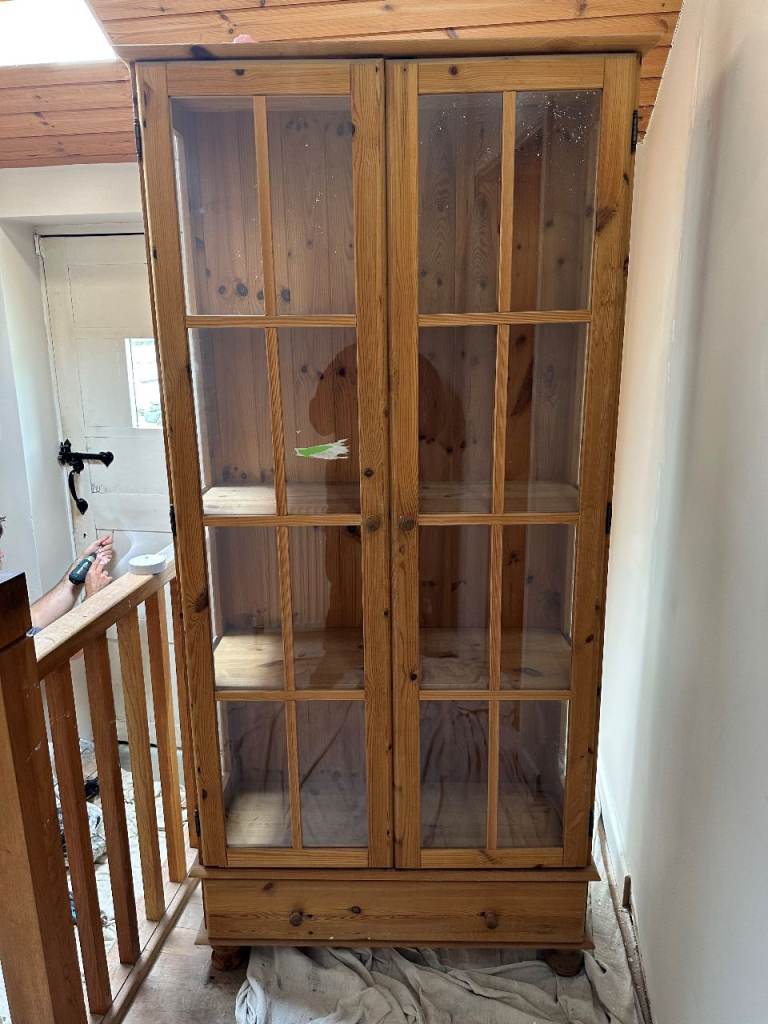 Pine and Glass Bookcase