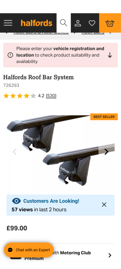 Halfords universal roof bars 