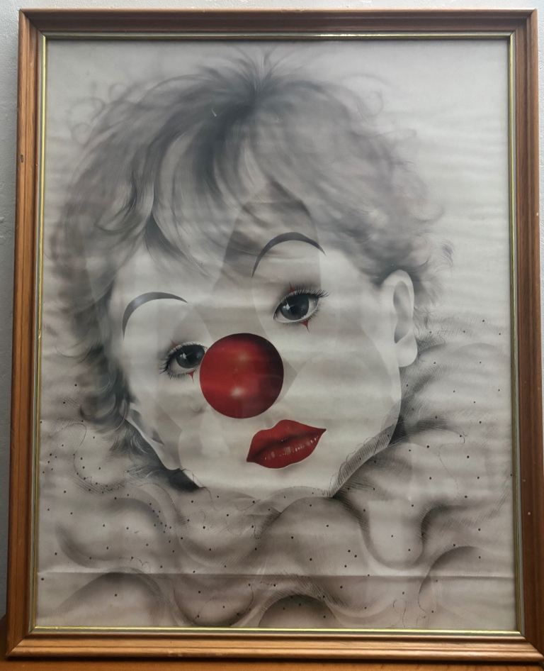 “Sassy Clown” / “Clown with Heart” Art Print – Stylized Melancholic Clown, 54x44 cm