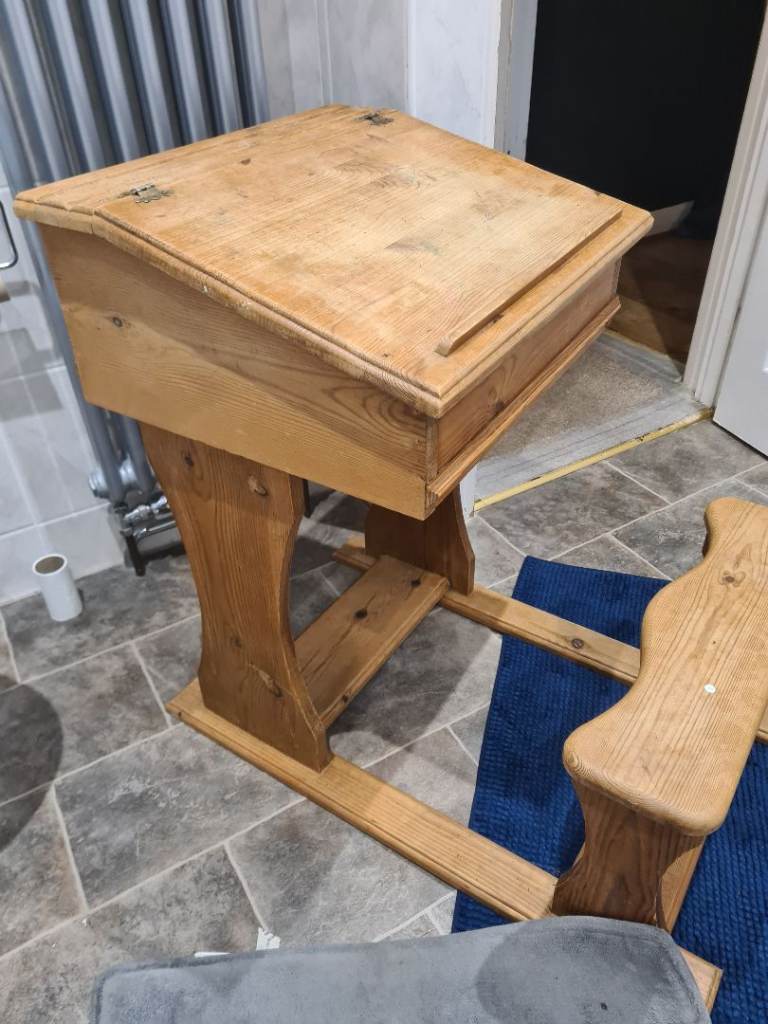 FREE - Vintage Wooden School Desk and Chair Set