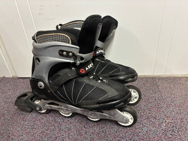 AirWalk Inline Roller Skates Boots Black Silver UK 11 GWO
