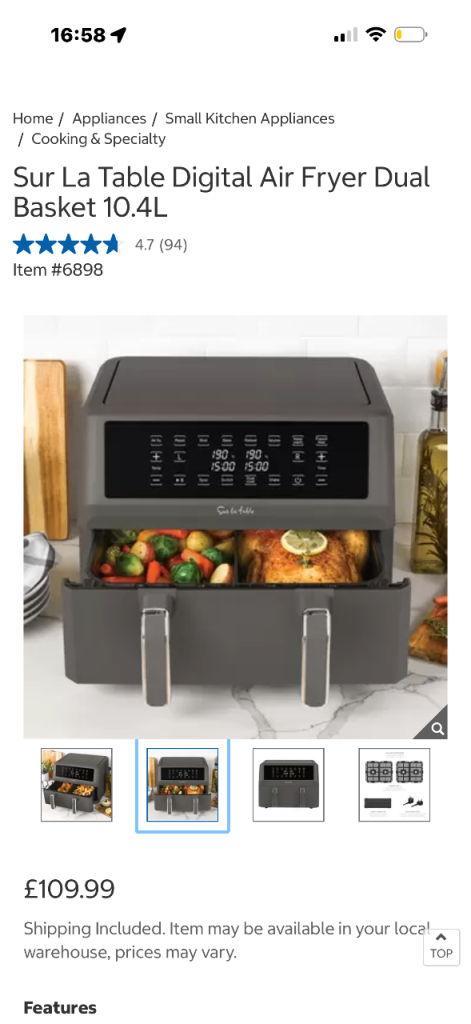 Air Fryer Dual Basket 10.4L