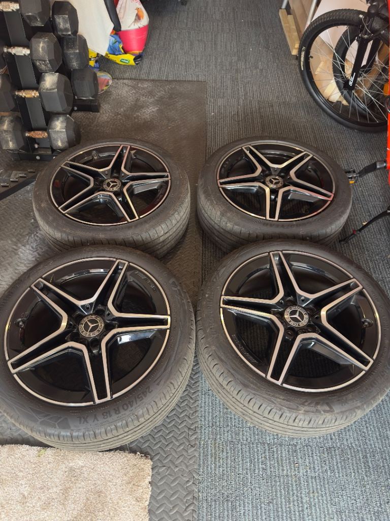 4 18’ Mercedes C Class Night edition (Gloss Black)  alloys and wheels