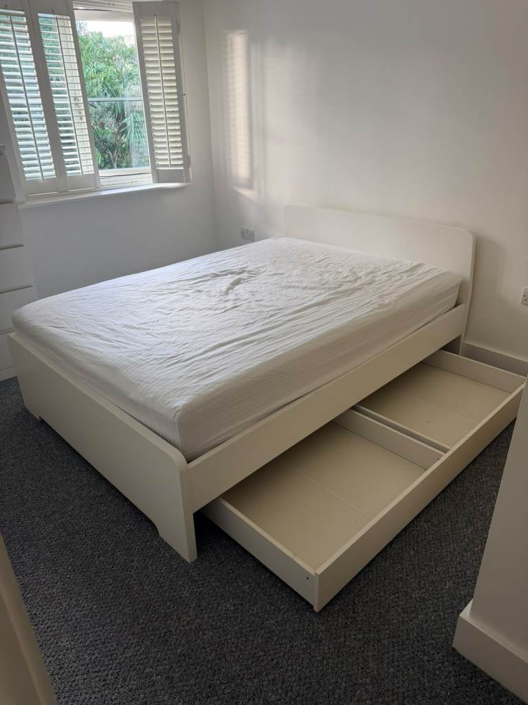 Double Bed Frame with Under-Bed Storage Drawers