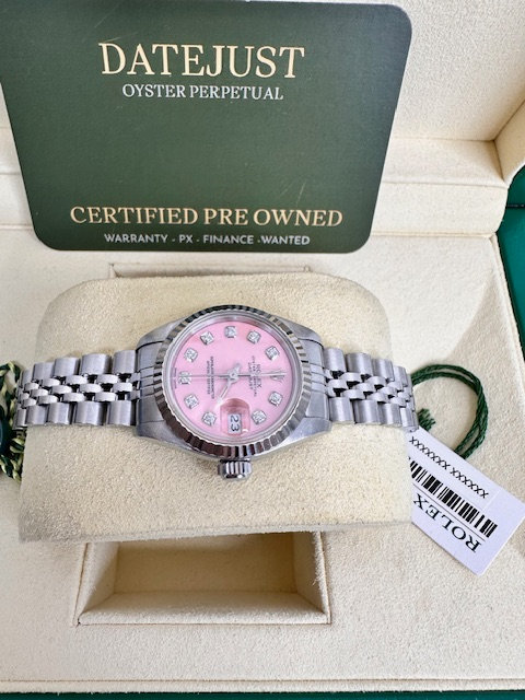 ROLEX LADIES 26MM DATEJUST BOX AND CERTIFICATES WARRANTY