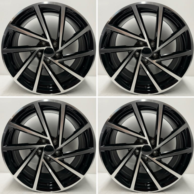 VW Golf Spielberg 18” Style Alloy Wheel Set Black Diamond Cut Caddy A3 Leon MK7