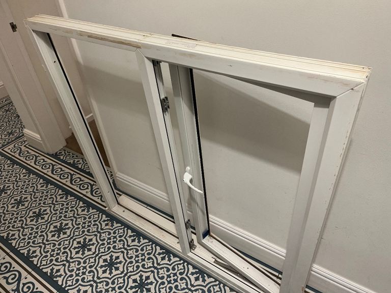 White UPVC Window Frame with Frosted Glass