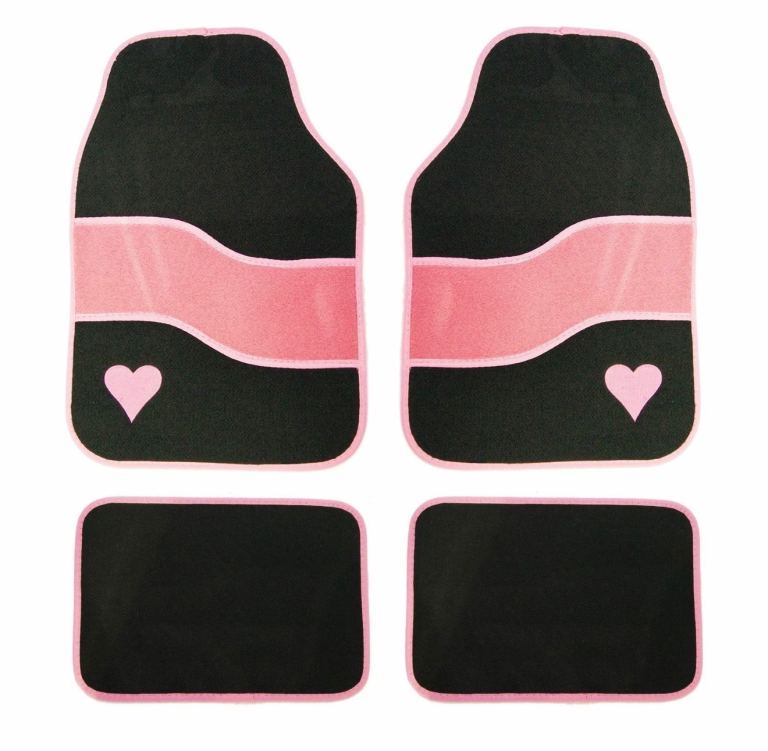 Set of 4 Pink Heart Velour mats fits Vauxall Corsa Adam Astra