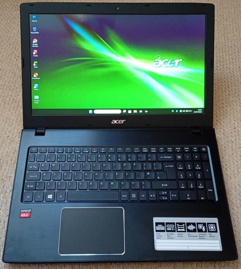 ACER E5 523*AMD A9-9410 APU*WINDOWS 11 PRO*OFFICE 2024 PRO**128GB SSD**8GB RAM*
