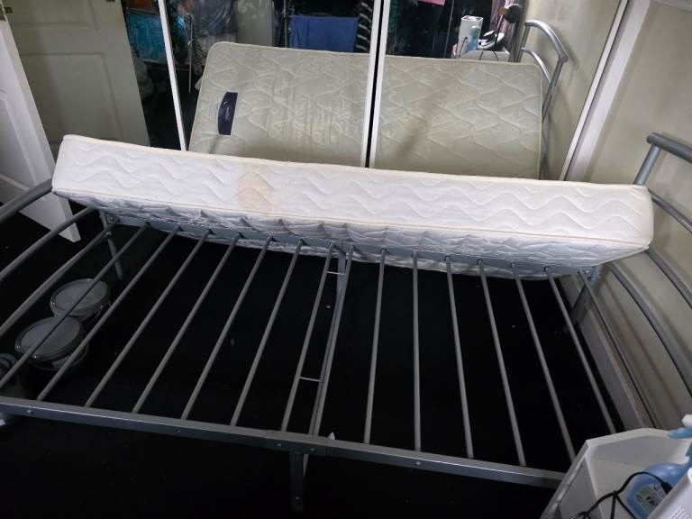 Metal grey single bed