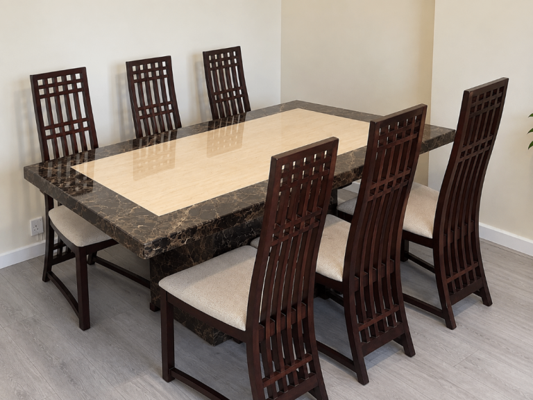 Luxury Marble Dining Table & 6 Matching Chairs – £1,200