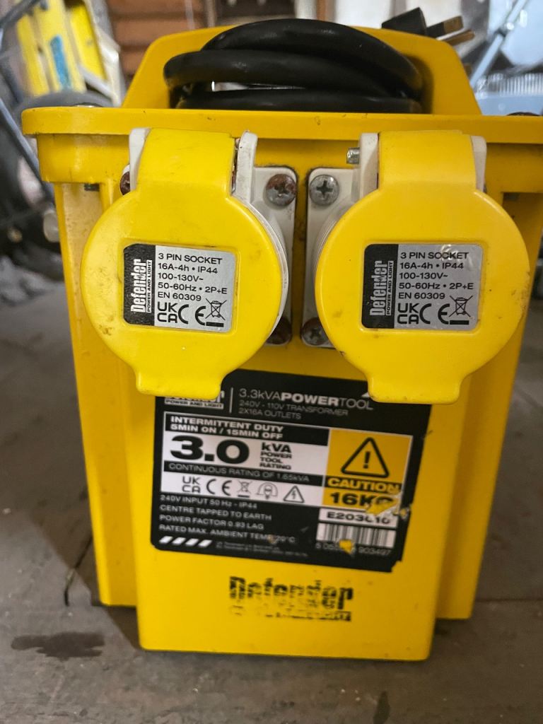 Defender 3kva 110v volt portable site tool transformer
