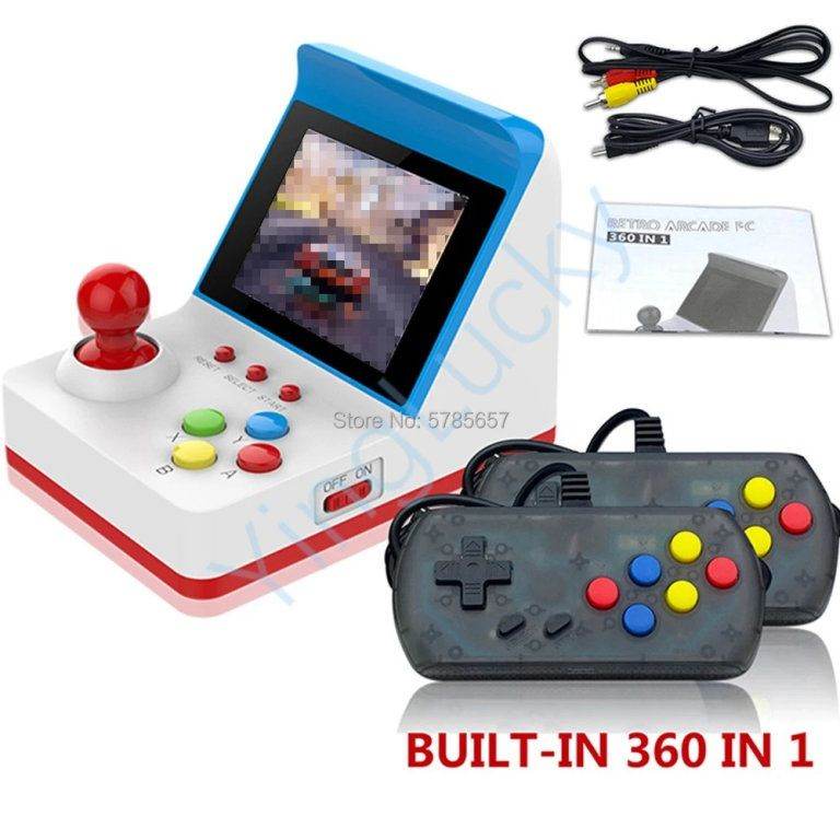 Mini Arcade Machine 3 Inch Retro Arcade Video Game Built in 360 Classic Dual Handle Console
