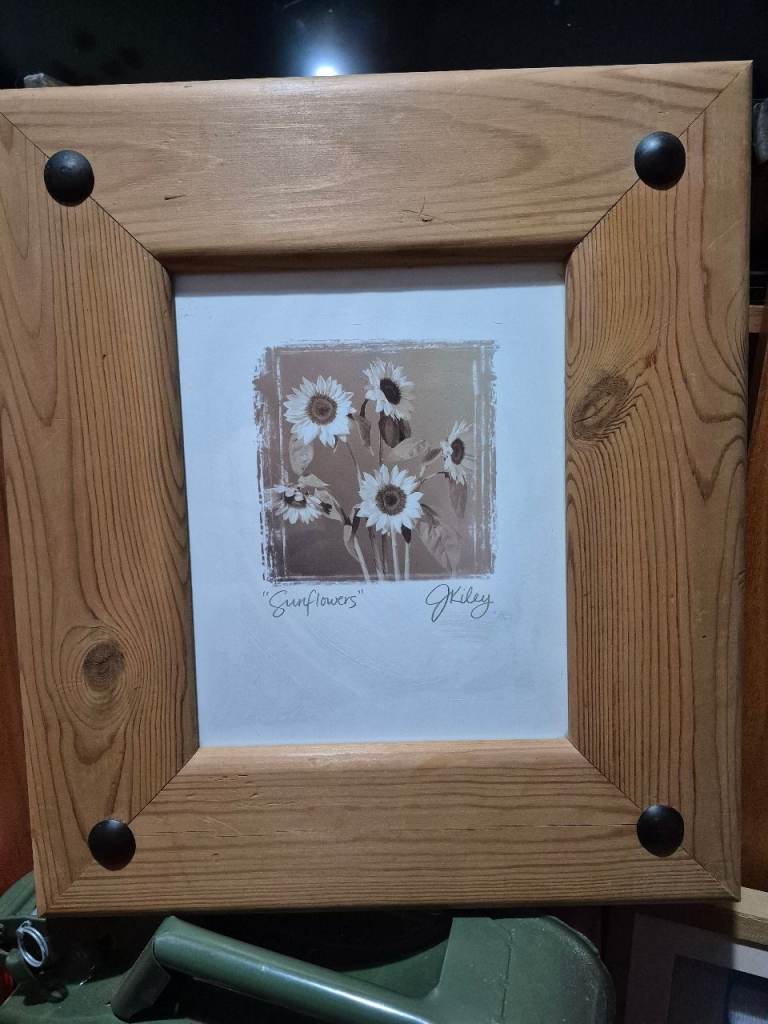 Wooden Framed Sunflower Print – Good Condition