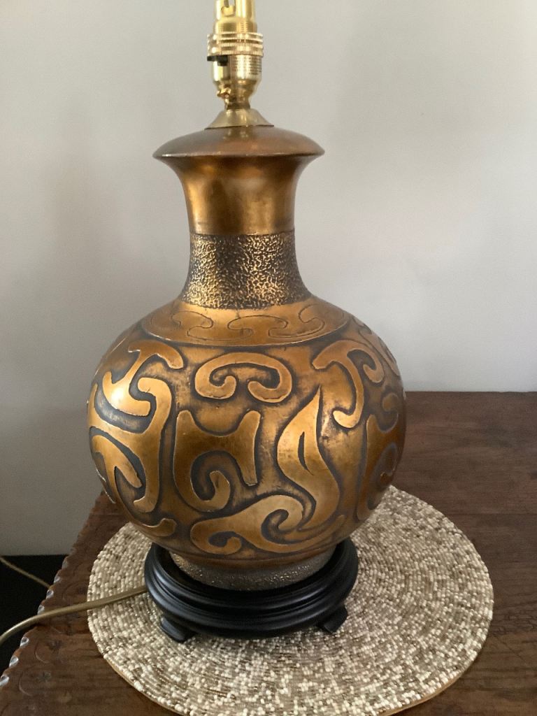 Metal lamp with pleated Shade