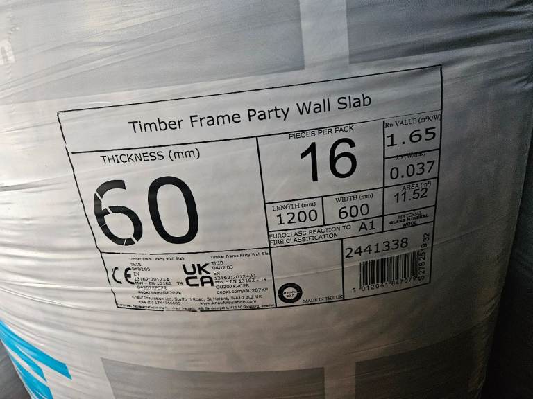 Knauf Timber Frame Party Wall Slab Insulation - New