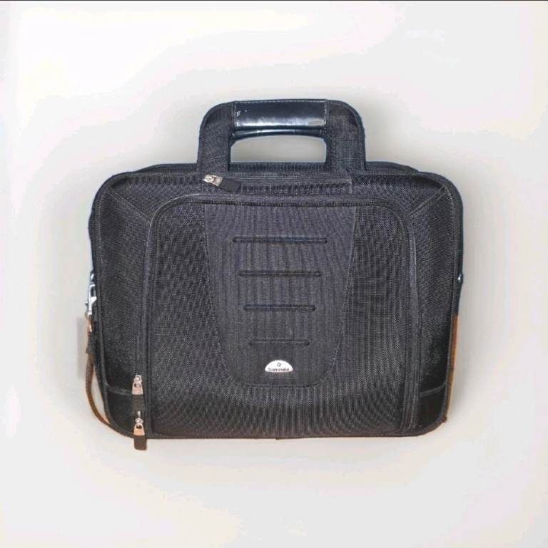image for Samsonite Large Canvas Travel Briefcase Black Leather Work Computer Laptop
