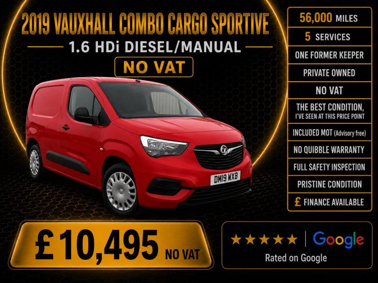 2019 Vauxhall Combo 2000 1.6 Turbo D 100ps H1 Sportive Van PANEL VAN Diesel Manual