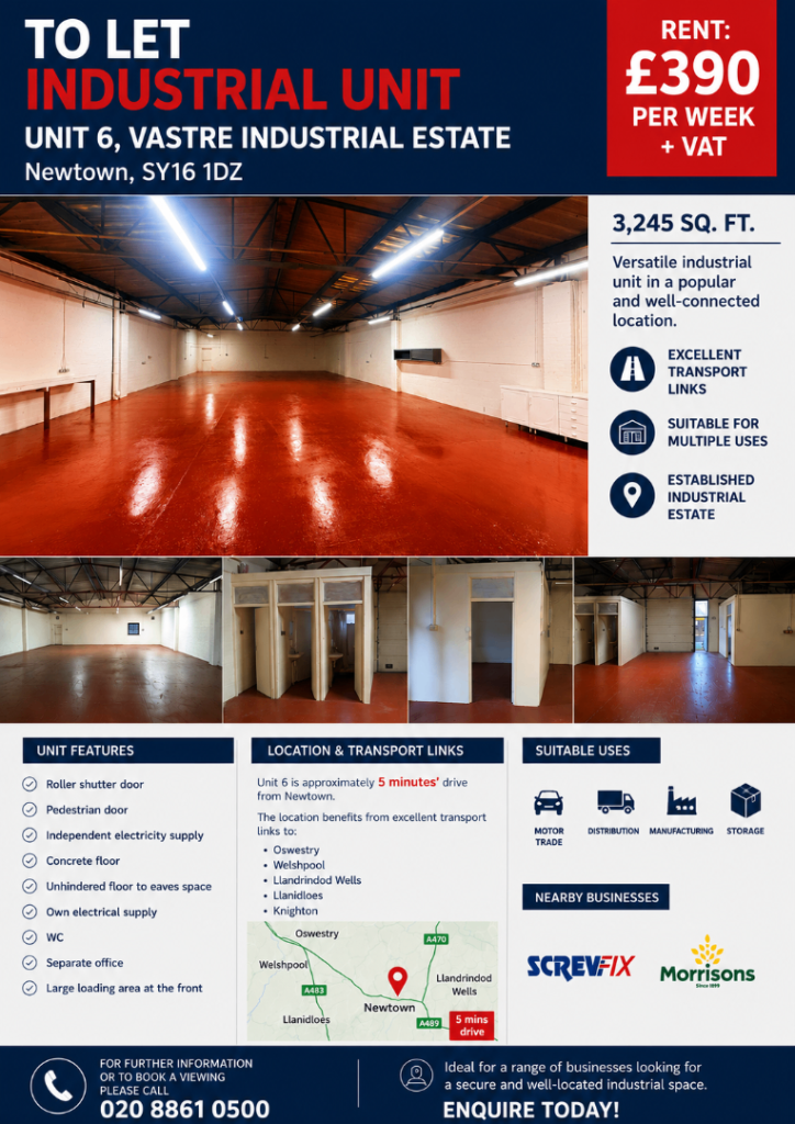 3,139 SQ. FT. INDUSTRIAL UNIT TO LET IN NEWTOWN | NO DEPOSIT. INCENTIVES OFFERED!