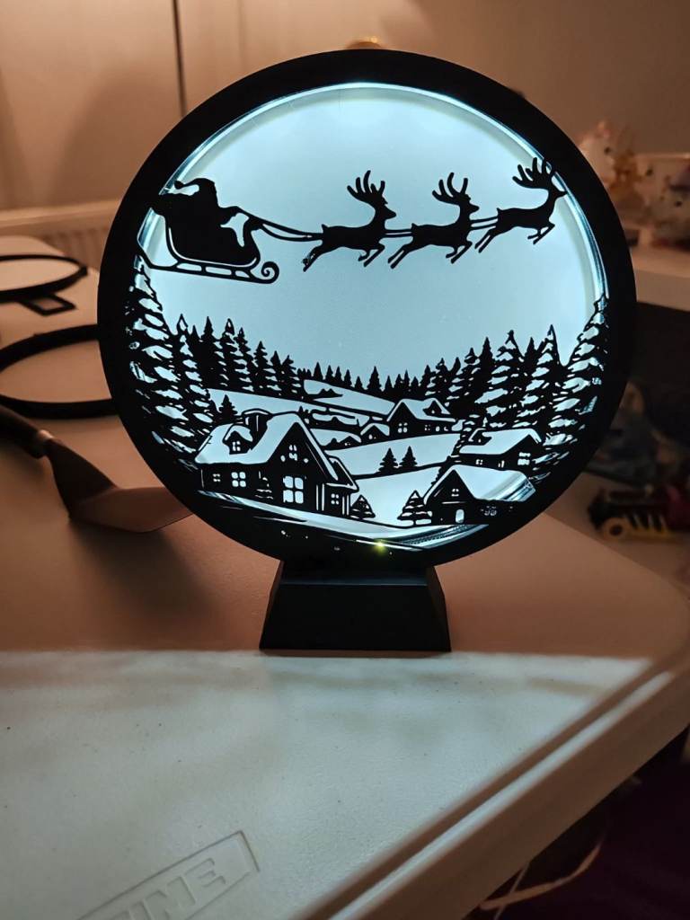 Santa in the Sky Light 3D Printed