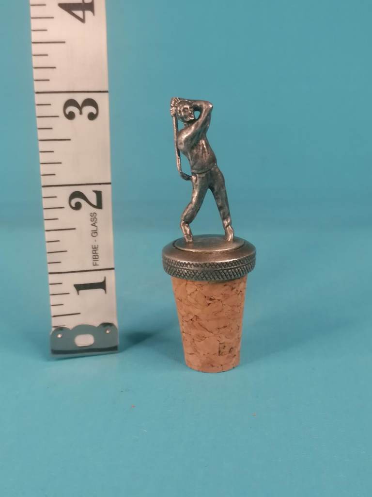 Wine Bottle Stopper Cork Golfer Pewter. Brand new.
