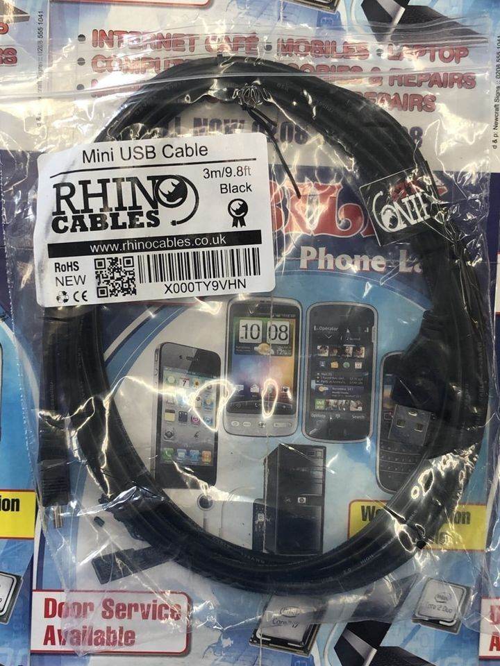 1 Meter & 3 Meter V3 Mini USB Charging Cable for PS3 Controller, Garmin SatNav & Tomtom