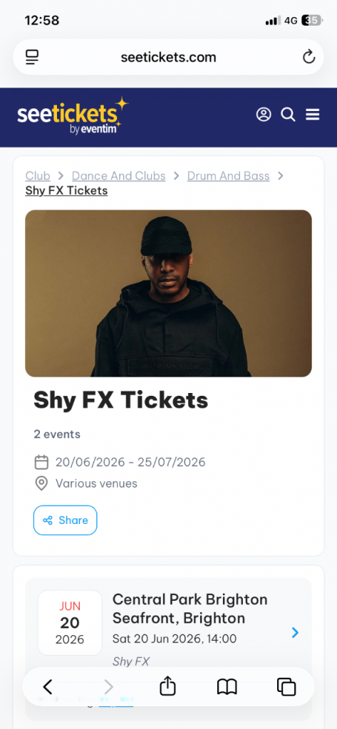 Shy fx tickets x 3