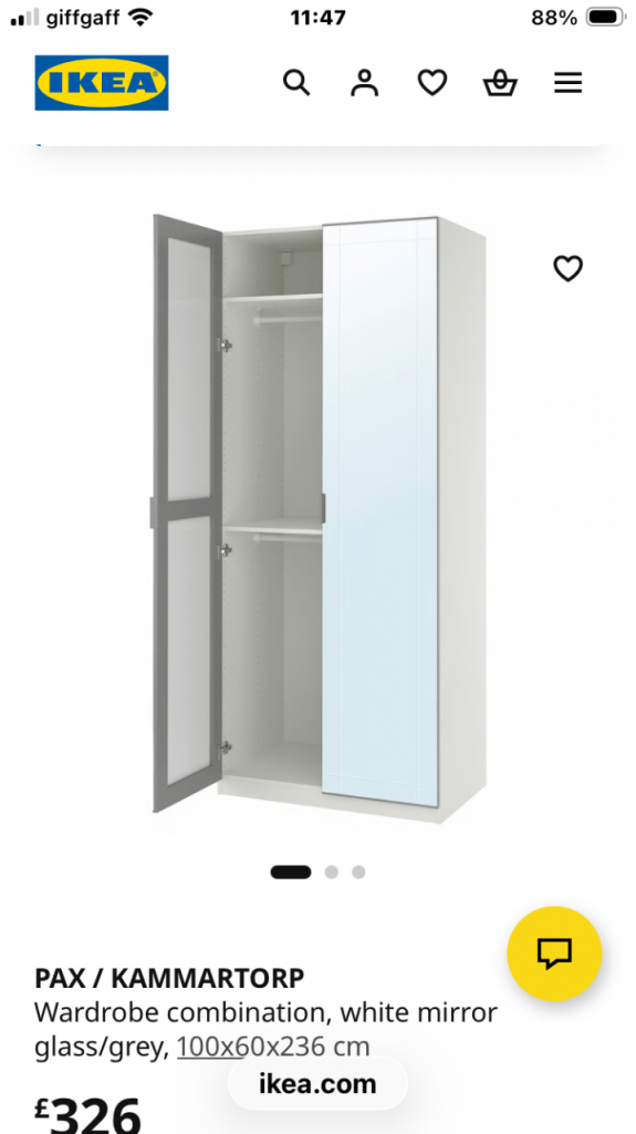 Grey IKEA mirror wardrobe 