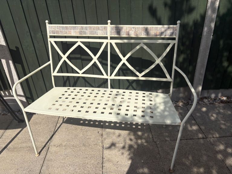 Garden Patio Bench with Cushion – Metal Frame