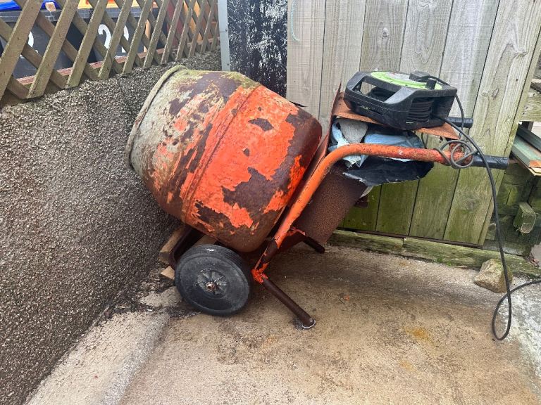 Orange Cement Mixer – Well Used but Functional