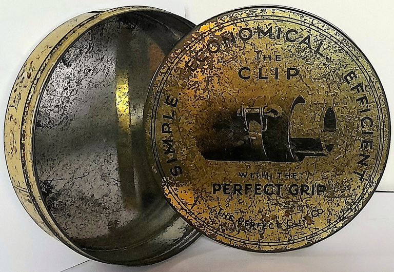 VINTAGE TIN to RESTORE - THE PERFECT GRIP - 2 x 11 cm diameter 
