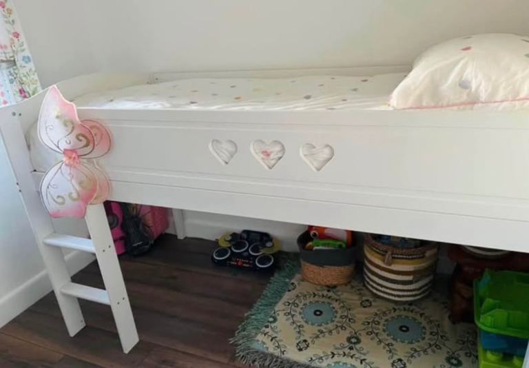 Children’s Mid-Sleeper White Wooden Bed Frame