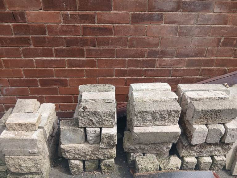 FREE Bricks approx. 45 and cracked paving slabs