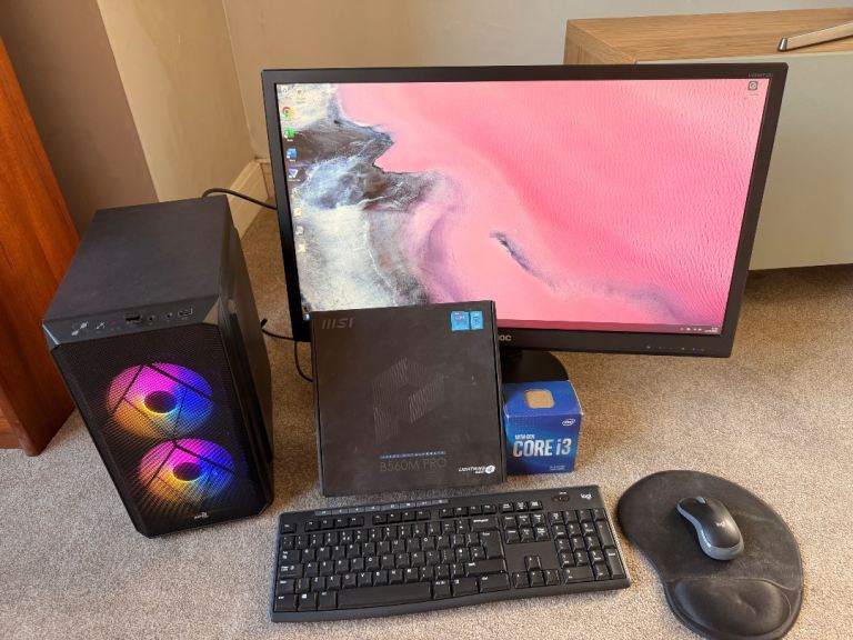 MSI Desktop Pc Intel I3 and 28inch AOC 4K Monitor. Complete Desktop Setup