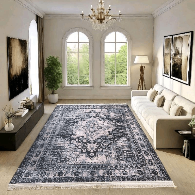 Premium Cashmere Feel Rug Non-Slip Machine Washable Large Size Carpet for Living Room 