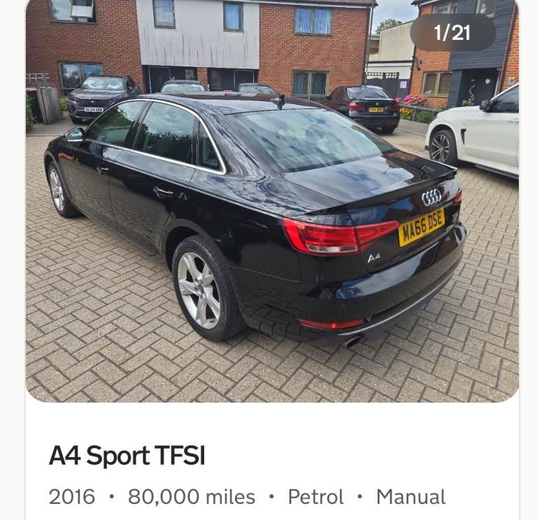 Audi, A4, Saloon, 2016, Manual, 1395 (cc), 4 doors