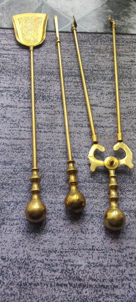 Vintage Brass Companion Set - Fireplace Tools