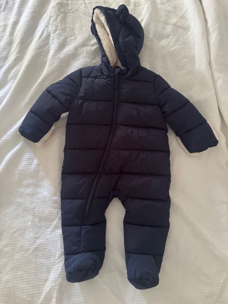 Fred & Flo Baby Snowsuit – Navy Blue, 6-9 Months, As Good As New