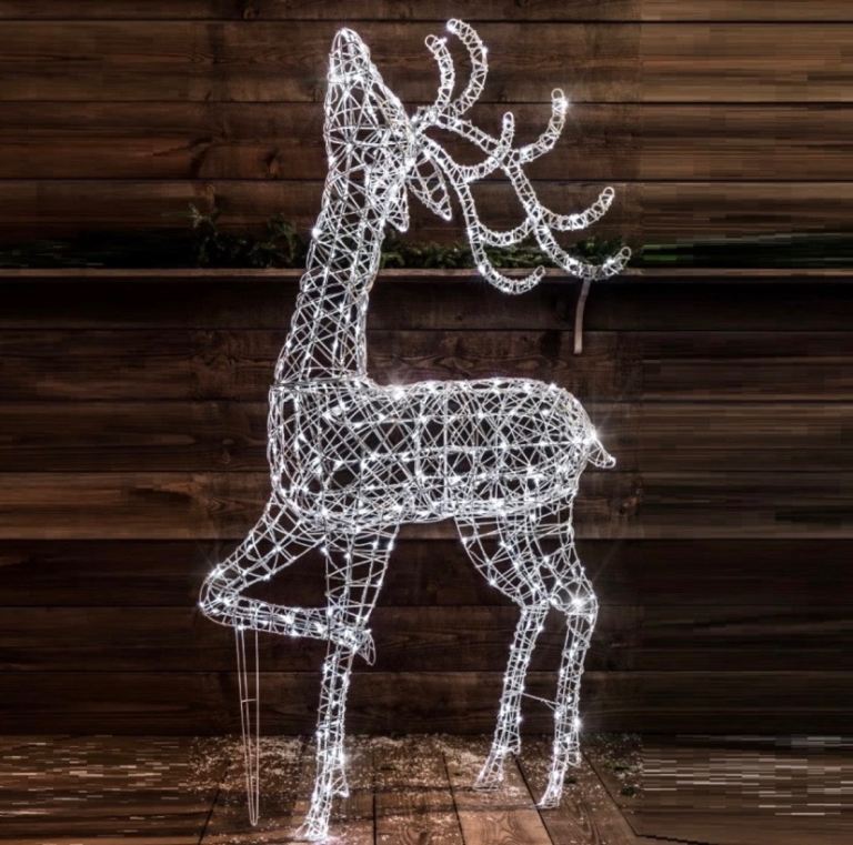 2 standing outdoor light up reindeers 