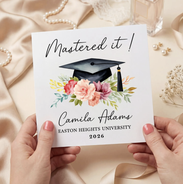 Personalised Graduation Card 2026 – Custom Name, Cap Design