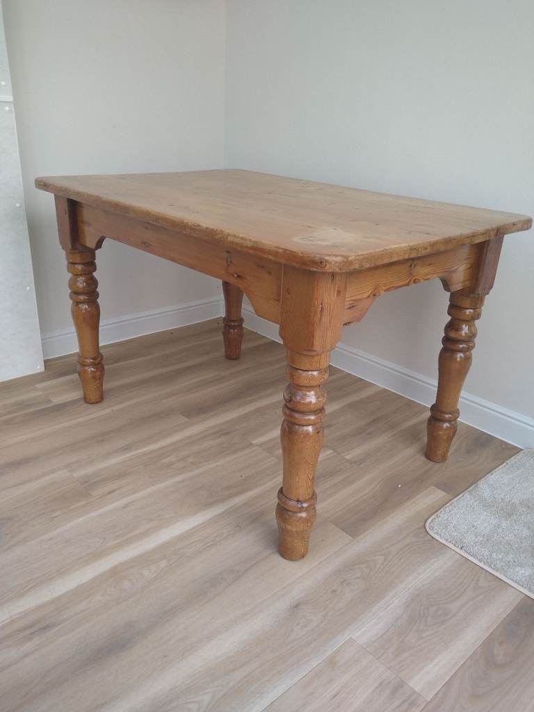 Solid Wood Farmhouse Table and Four Chairs